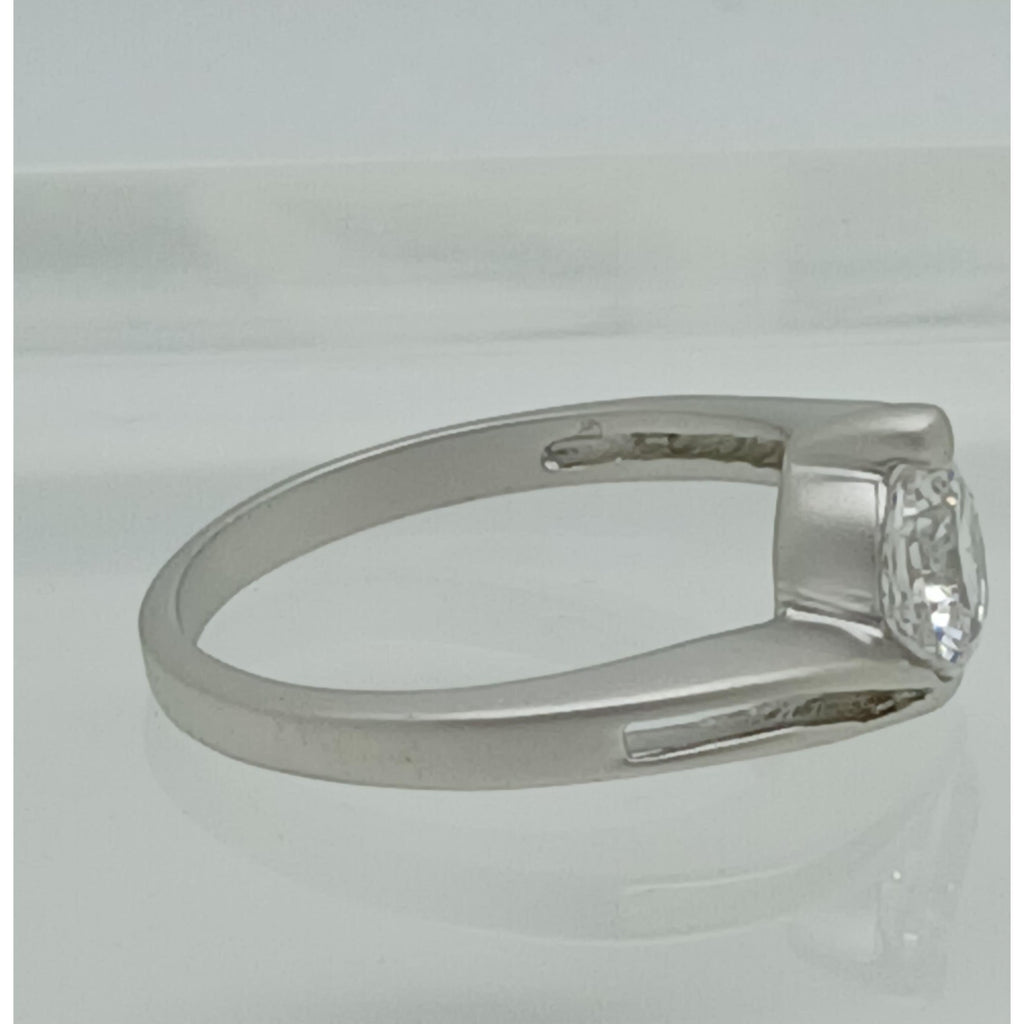 1.5CT Vintage White Gold EP Split Band Satin Finish Solitaire Ring Size 10