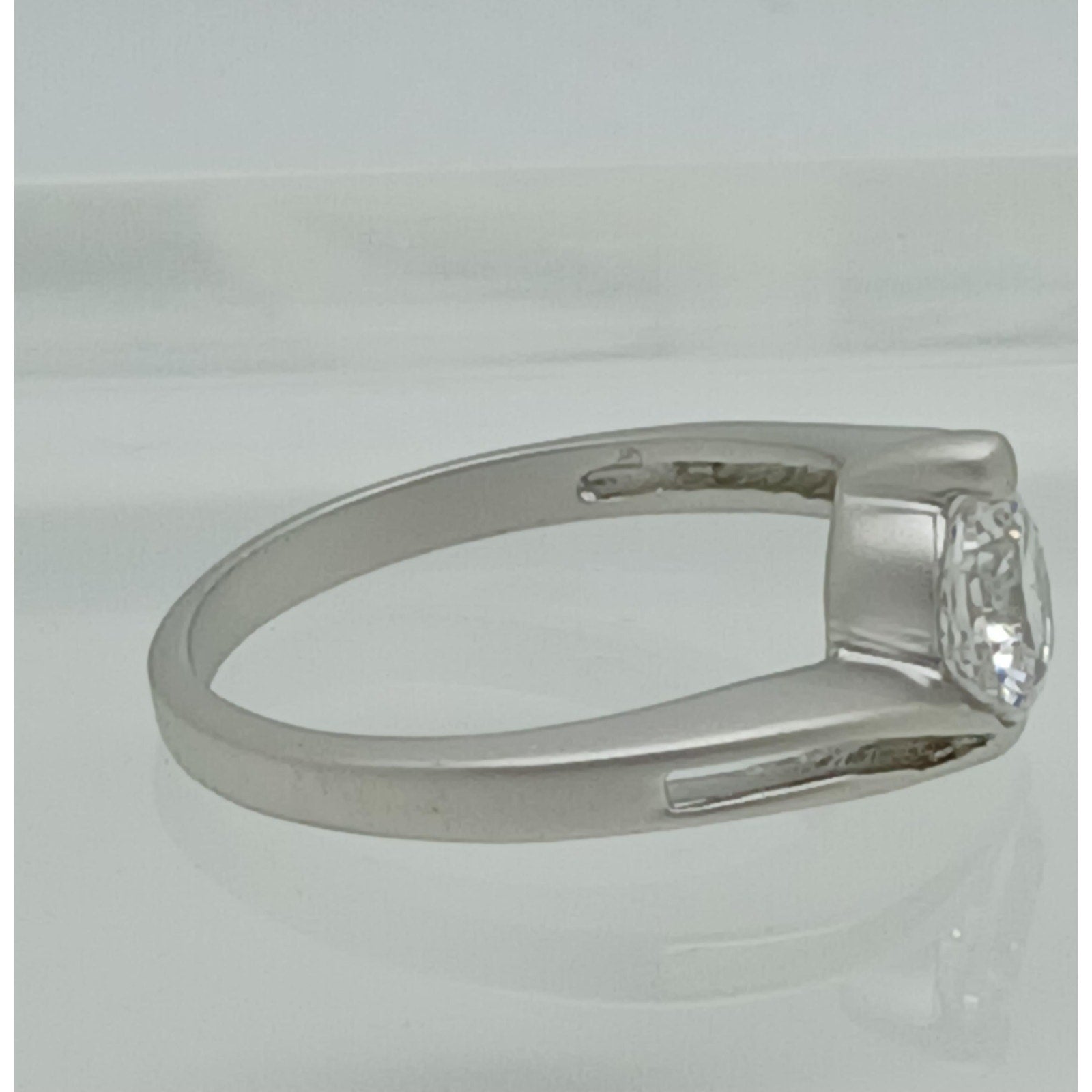 1.5CT Vintage White Gold EP Split Band Satin Finish Solitaire Ring Size 10
