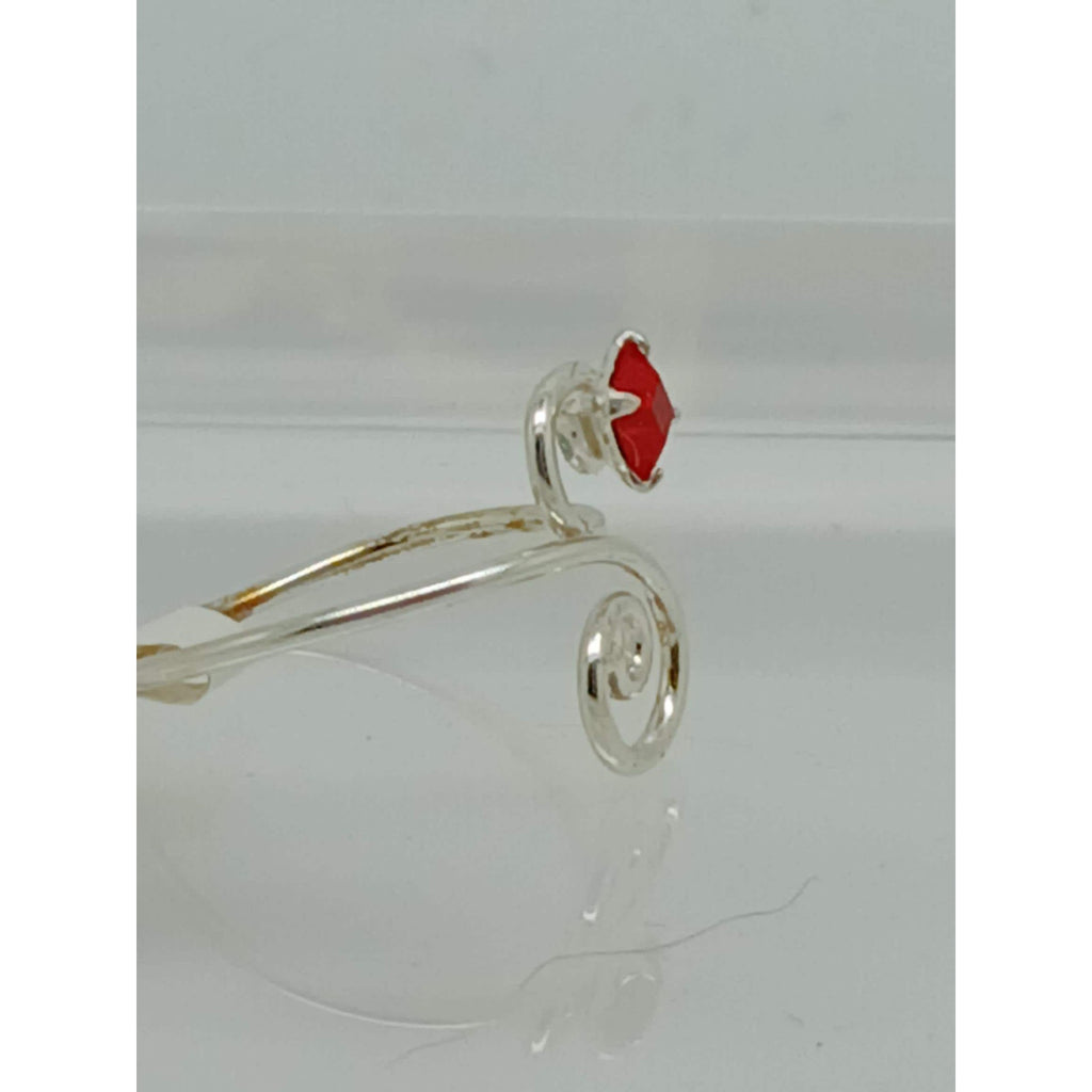 Sparkling Swirly Sexy Ruby Red Crystal Rhinestone Toe Ring - Adjustable Size, Sterling Silver, New Gift Box, Free Shipping Over 35