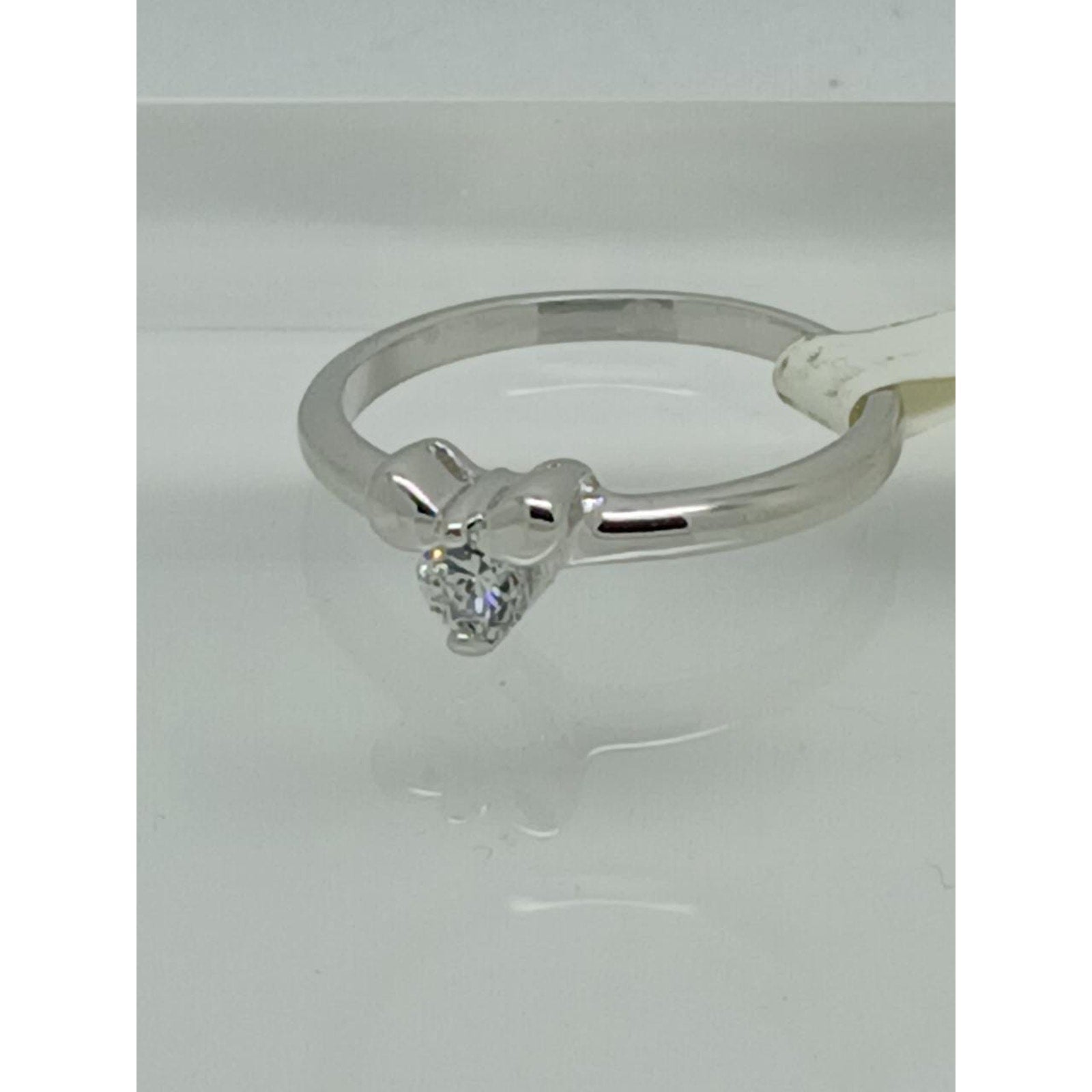 Vintage 0.25CT Charming Bow Solitaire White Gold Plated Stack Band Ring Size 7