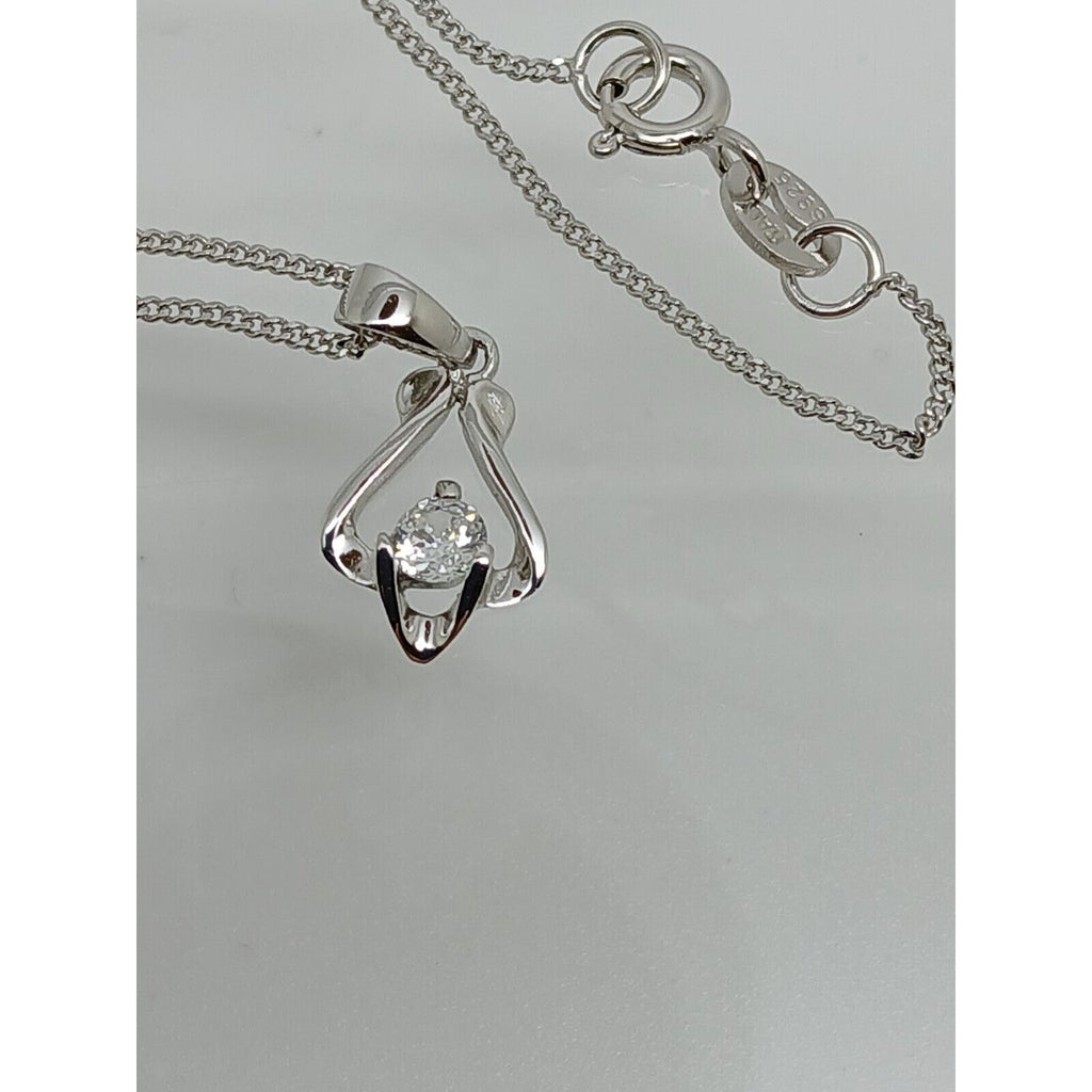 925 Sterling Silver Simulated Diamond Pendant Necklace Minimalist Petite - HoneyThomas.com