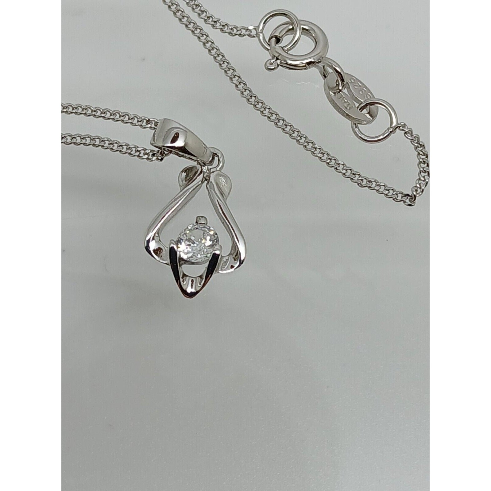 925 Sterling Silver Simulated Diamond Pendant Necklace Minimalist Petite - HoneyThomas.com