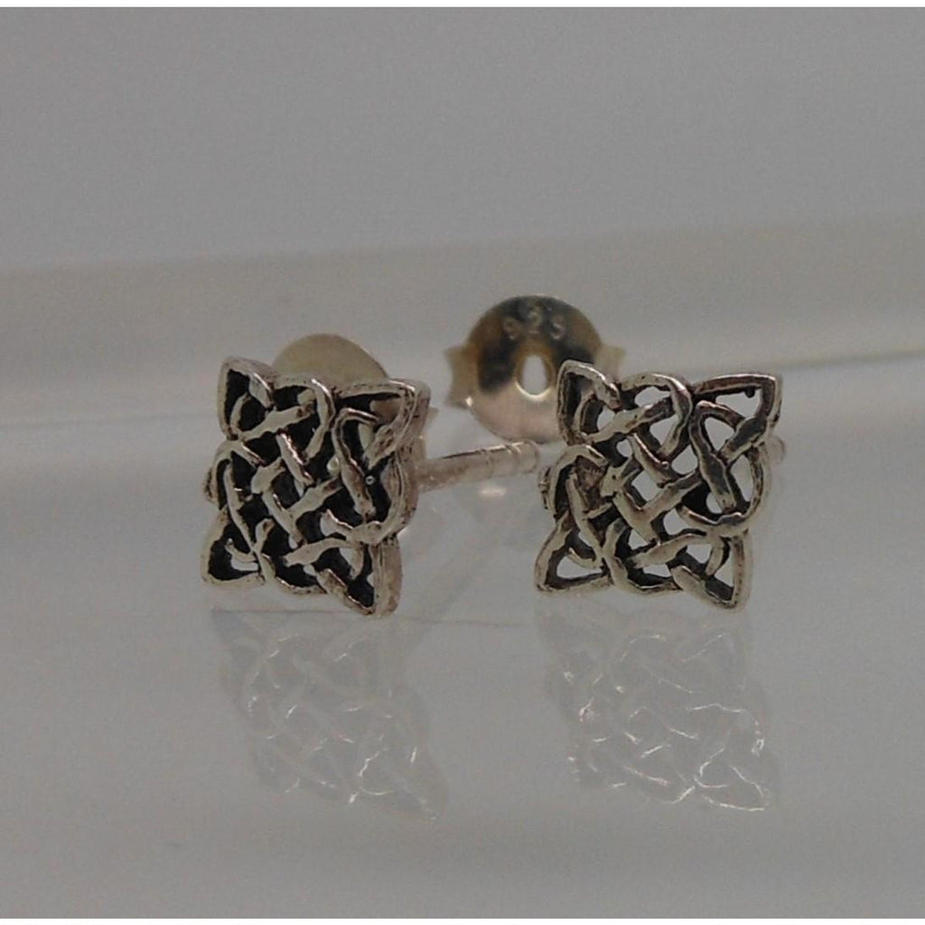 Unique Vintage Sterling Silver Celtic Symbol Stud Earrings - NOS from Thailand - HoneyThomas.com