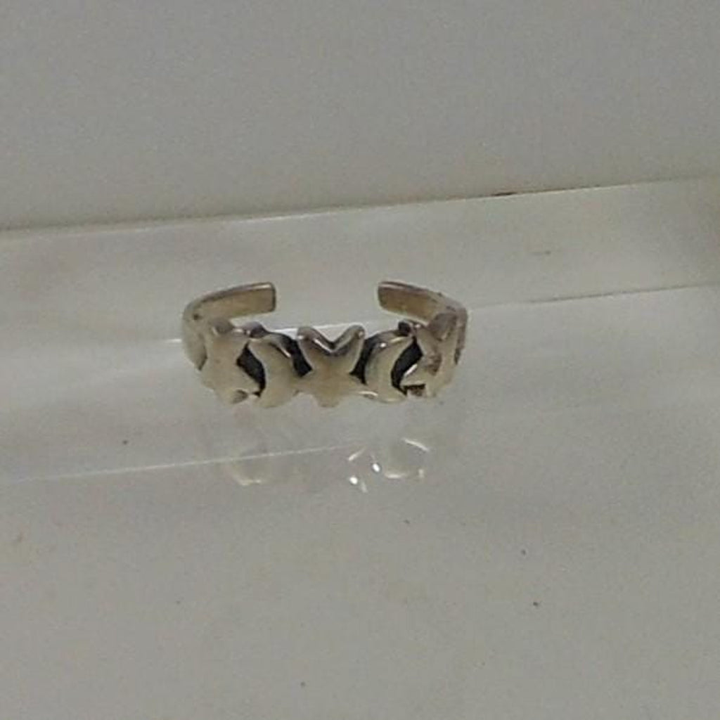 Handcrafted Vintage Sterling Silver Stars Moon Toe Ring from Thailand - New Old