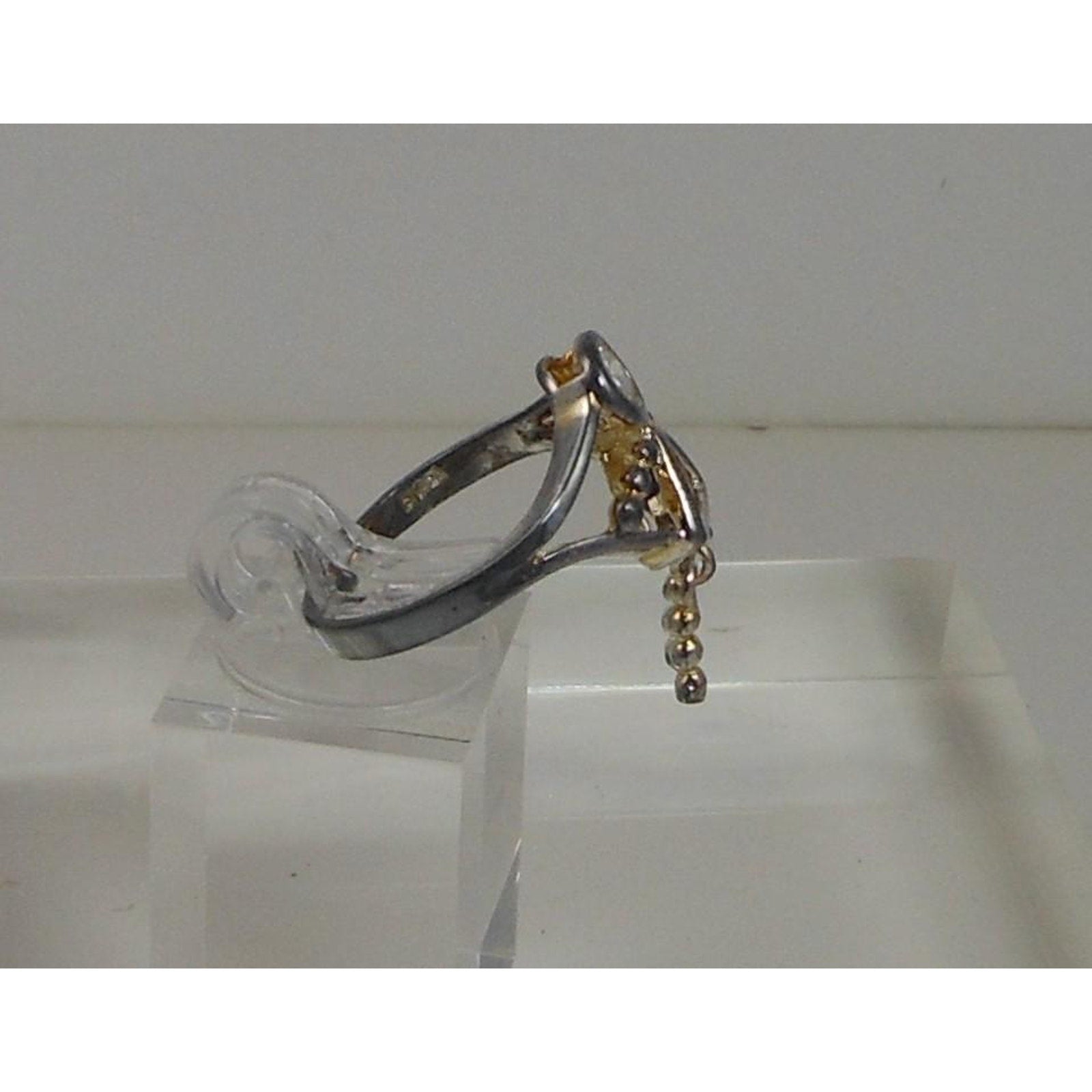 Elegant Vintage Sterling Silver Birthstone Charm Ring Mother Grandmother Size 7