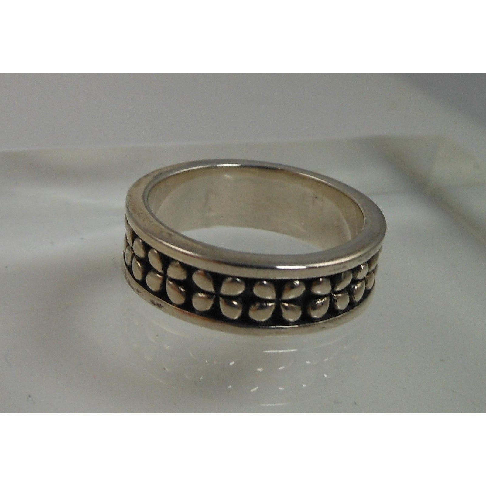 Vintage 1990's Sterling Silver Band Ring Size 7.25 Black Oxidized 6mm Thailand - HoneyThomas.com
