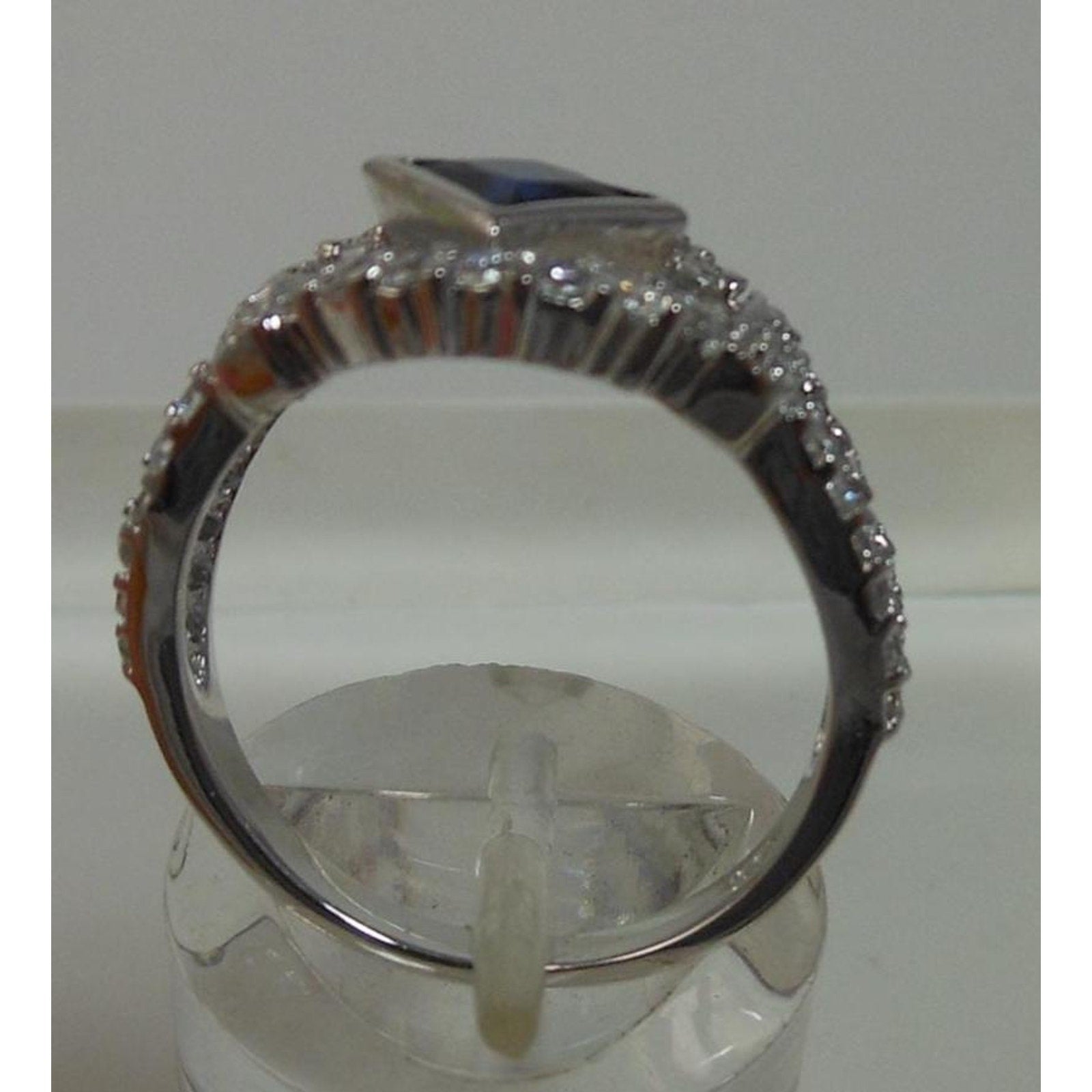 Vintage Sterling Silver Ring: Simulated Diamond & Sapphire Accents, Size 7 - HoneyThomas.com