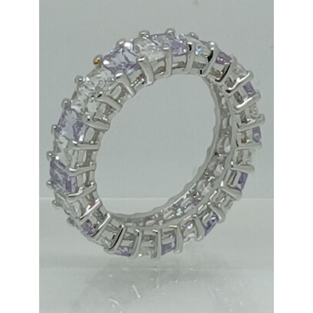 3.70CT White Gold EP Eternity Anniversary Wedding Band Ring Size 9