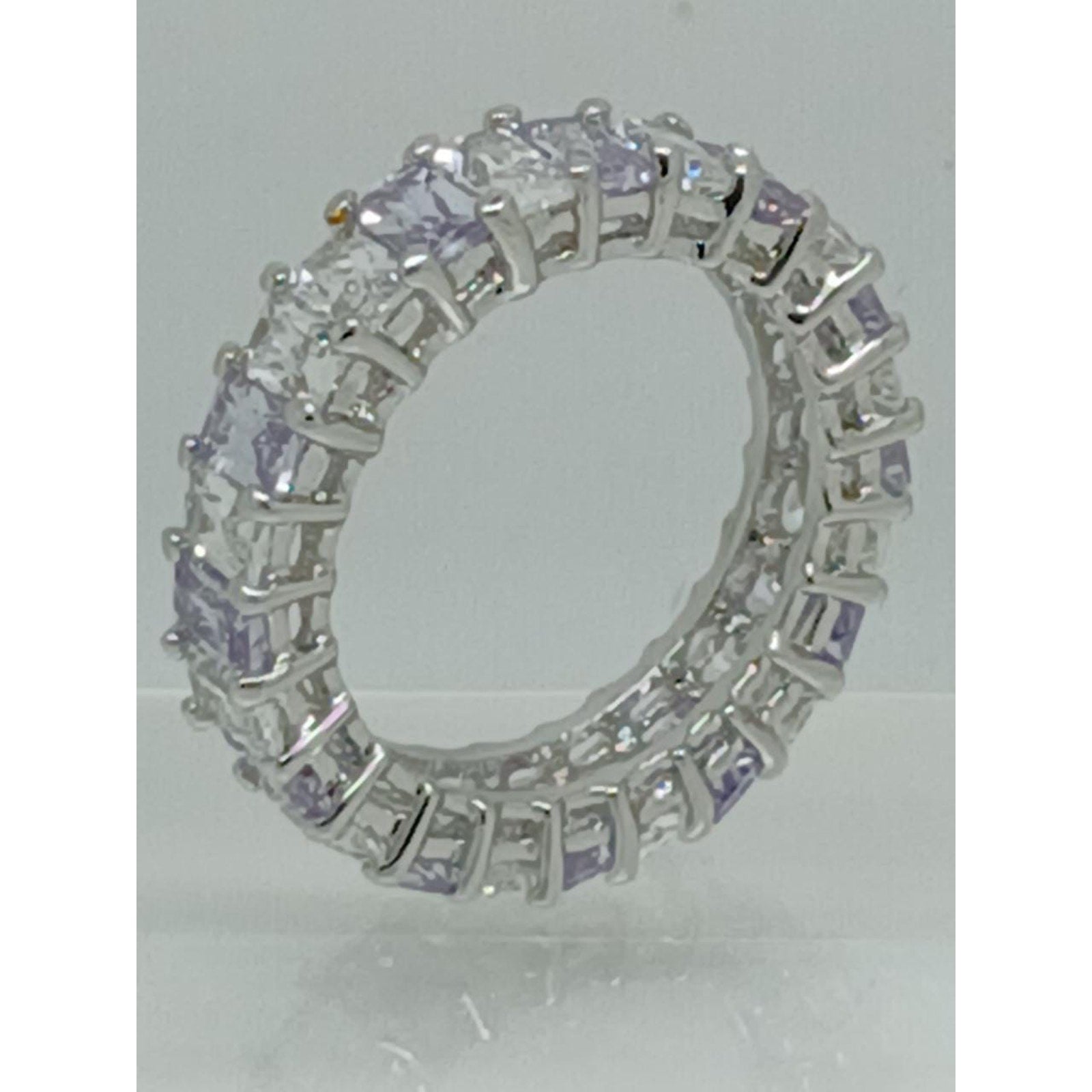 3.70CT White Gold EP Eternity Anniversary Wedding Band Ring Size 9