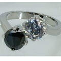 Black Vintage Ring Size 10 Sim Diamond CZ Silver Tone White Gold GP Engagement