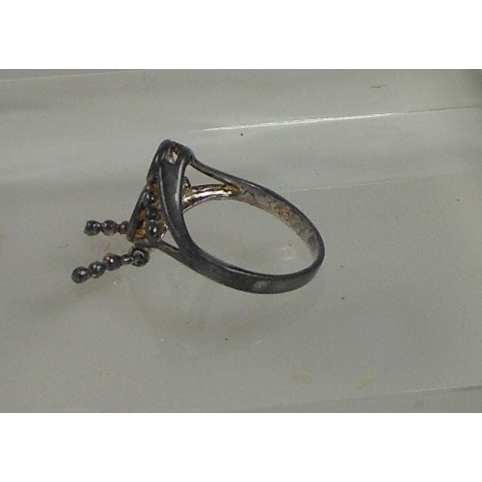 Vintage Sterling Silver Charm Ring Mother Grandmother Baby Sim Diamond Size 6