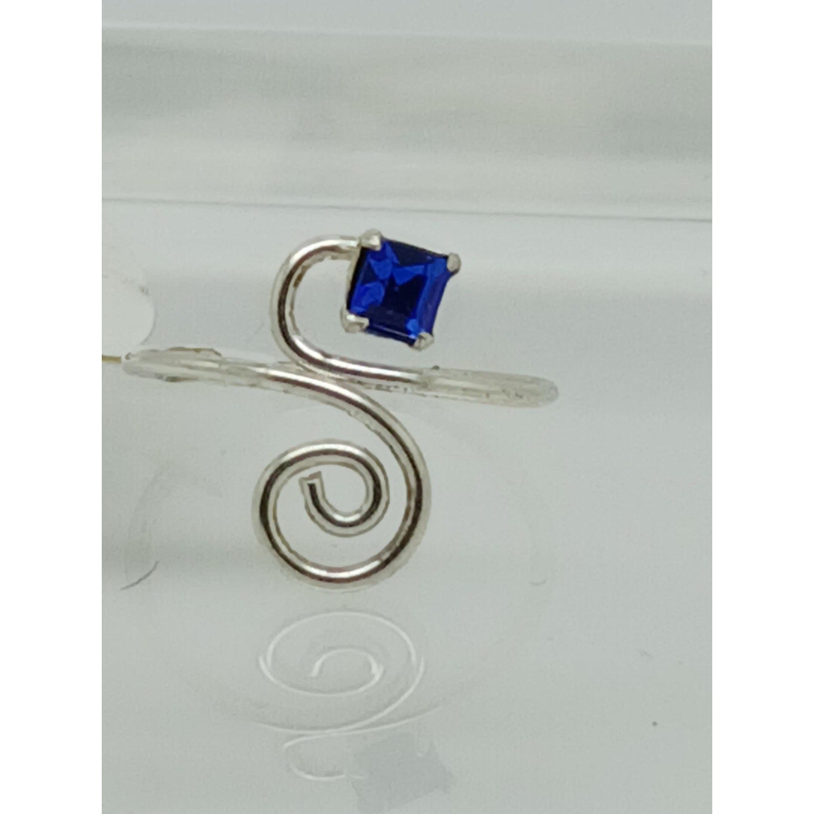 Sexy Blue Crystal Rhinestone Toe Ring Adjustable Size Sterling Silver Gift Boxed
