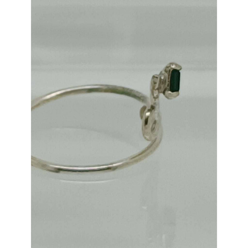 Swirly Emerald Green Crystal Rhinestone Toe Ring Adjustable Size Sterling Silver