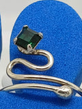 Emerald Green Crystal Rhinestone Toe Ring: .925 Sterling Silver, Adjustable