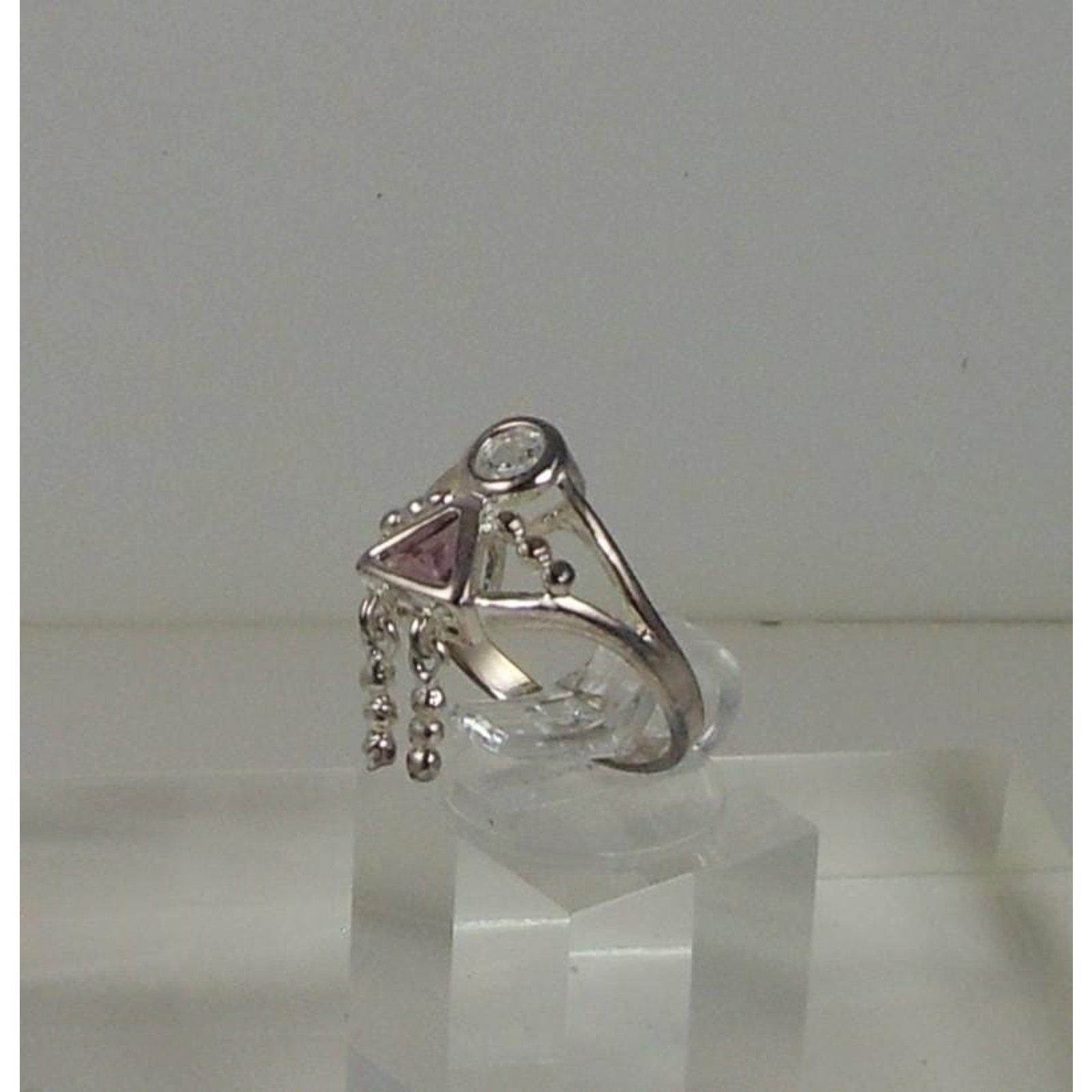 Vintage Sterling Silver Baby Charm Ring Mother Grandmother Sim Diamond Size 6