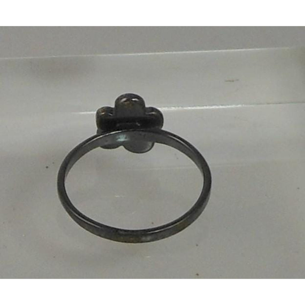 Fun Oxidized Silver Pink Resin Enamel Flower Ring Size 8.25 2g 10mm Wide