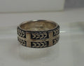 925 Oxidized Sterling Silver Celtic Weave Cross Ring - Vintage 8mm Wide Band, Size 8