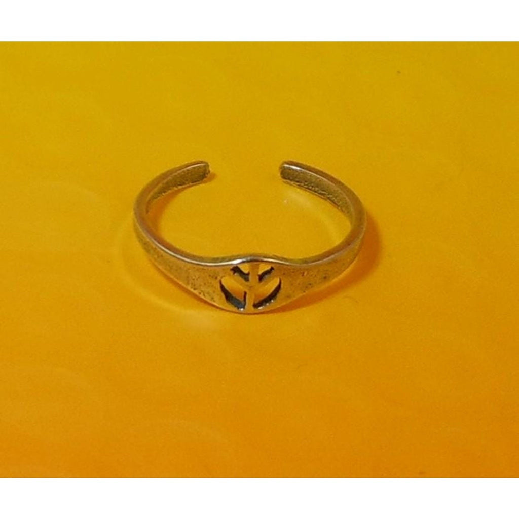 Vintage Sterling Silver Peace Sign Toe Ring Sexy Style Thailand Boho Peace Love - HoneyThomas.com