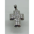Elegant 90s Vintage Sterling Silver Cross Pendant with Sparkling White CZ Stones - HoneyThomas.com