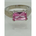 3CT Vintage Gold GP Fancy Pink Radiant Cut Sim Diamond CZ Engagement Ring Size 6