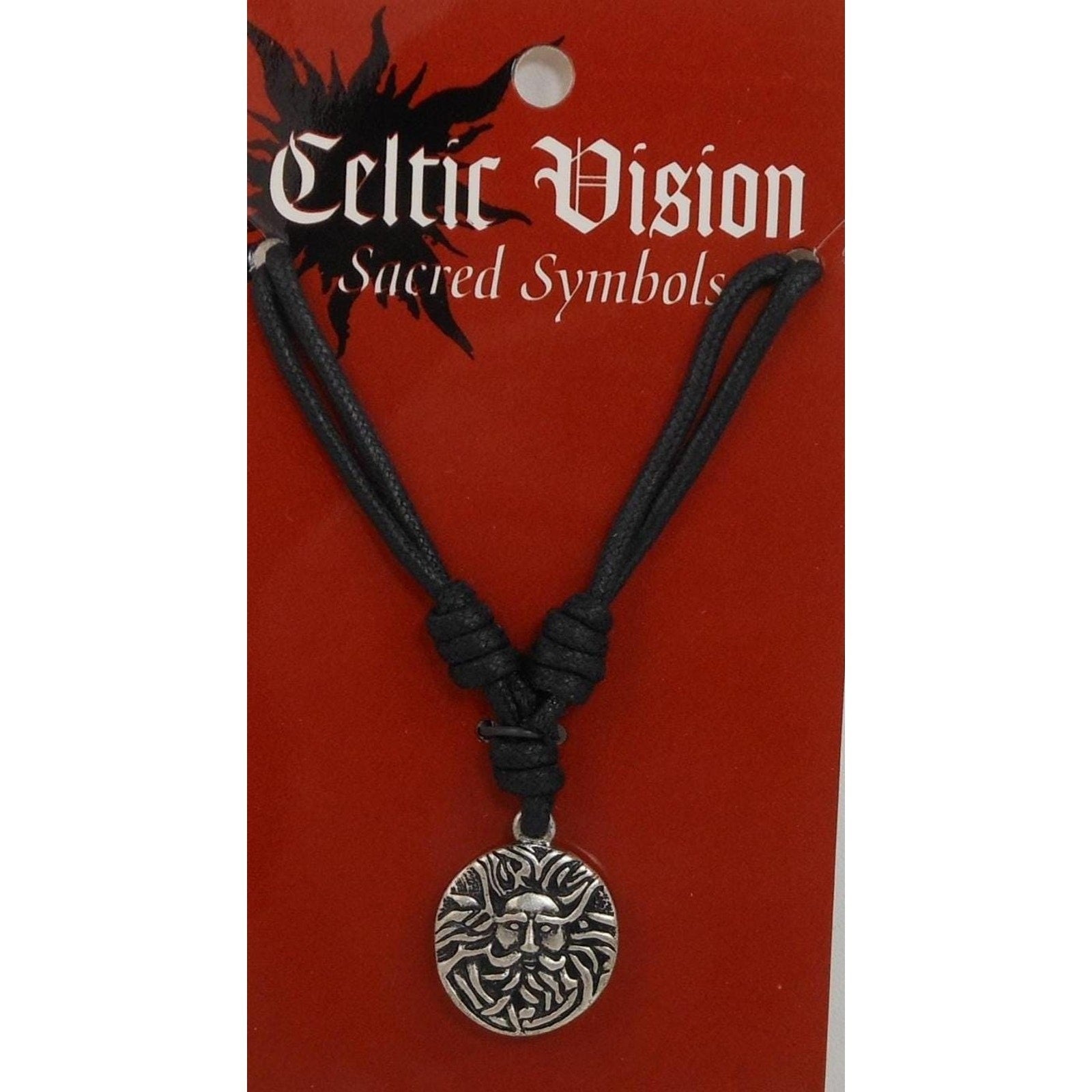 Vintage Sacred Symbols Celtic Necklace Pendant with Adjustable Cord - NOS - HoneyThomas.com