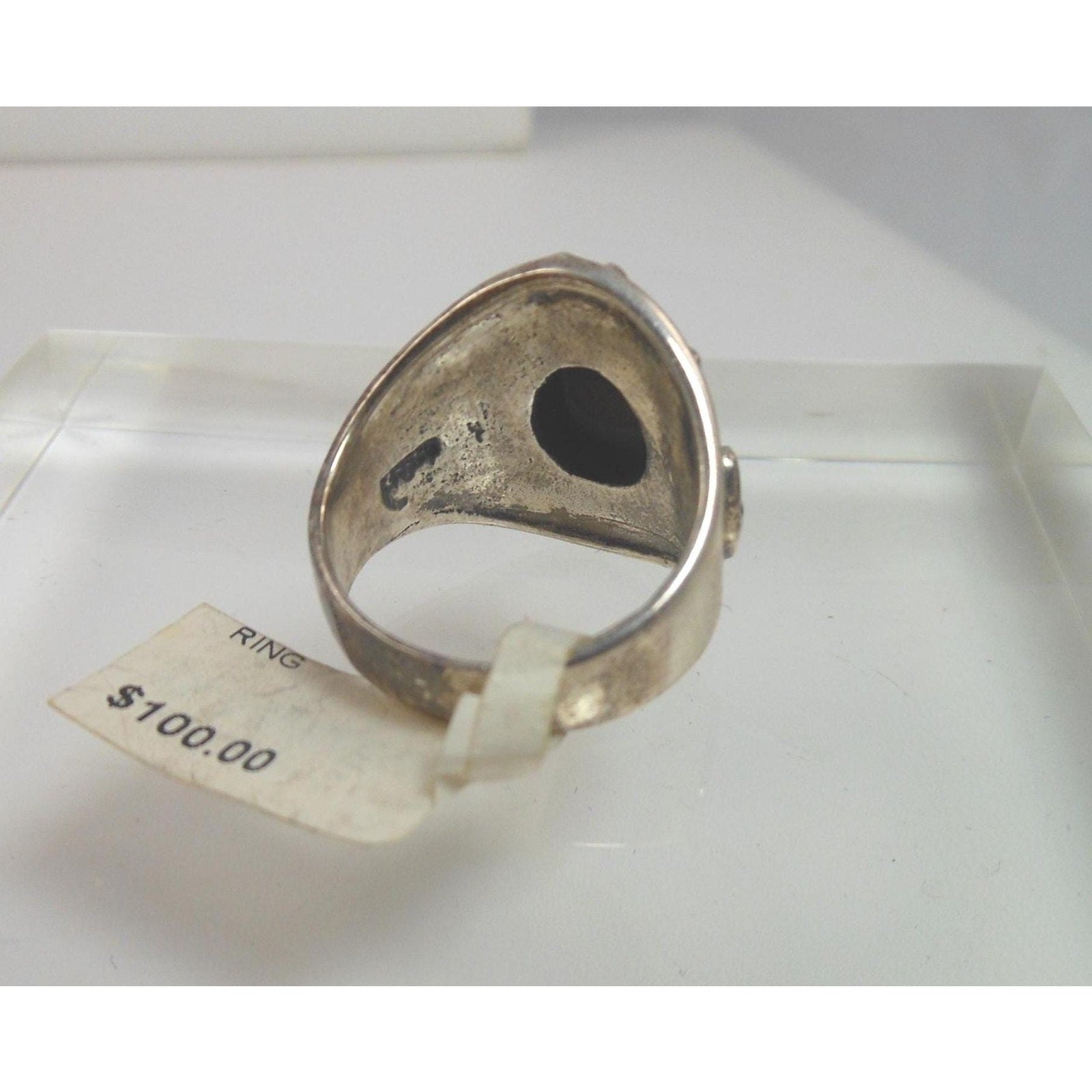 Exquisite Vintage 1990's Sterling Silver Carnelian Cigar Band Ring - Size 7.5 - HoneyThomas.com