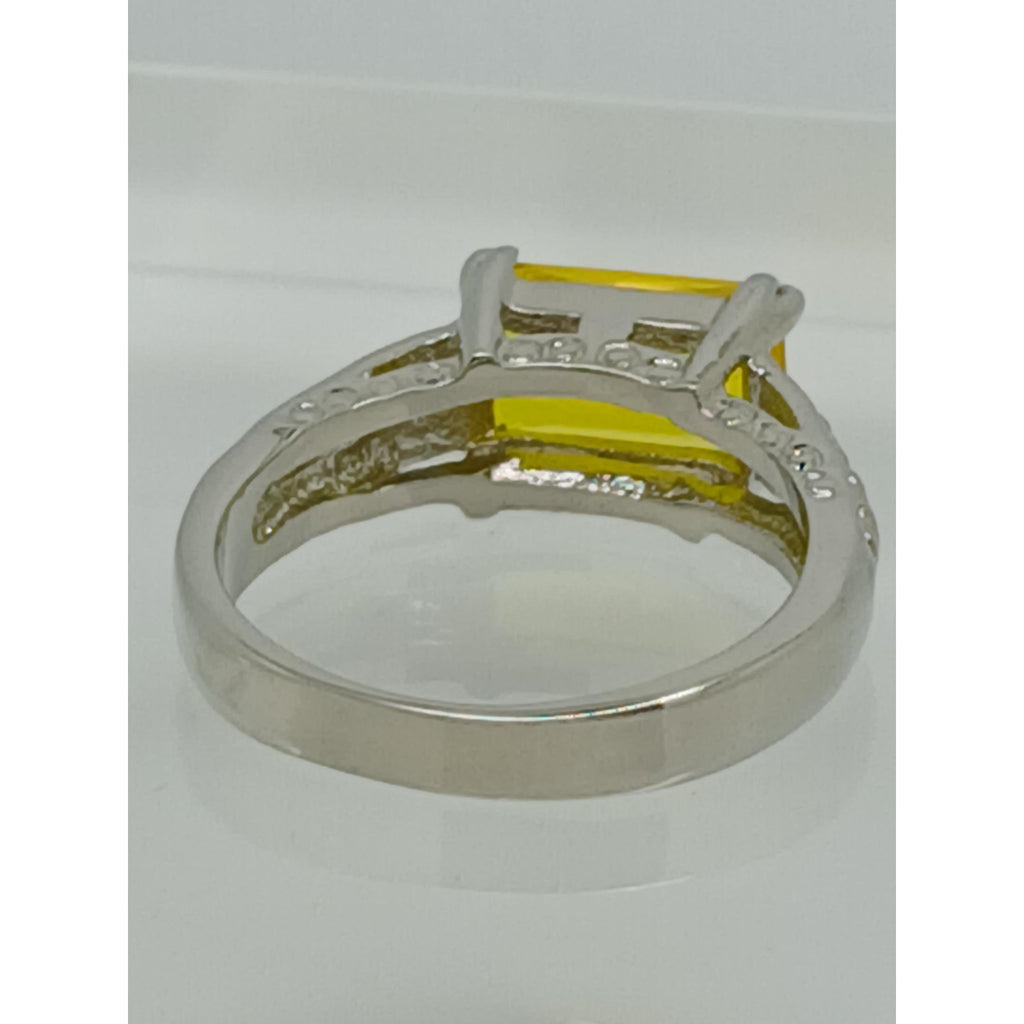 3CT Vintage Gold Plated Canary Yellow Radiant Sim Diamond CZ Engagement Ring 7