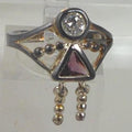 Elegant Vintage Sterling Silver Birthstone Charm Ring Mother Grandmother Size 7