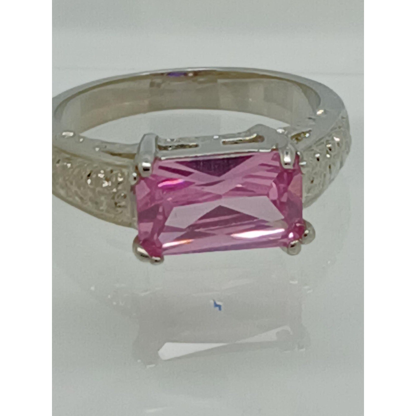 3CT Vintage Gold GP Fancy Pink Radiant Cut Sim Diamond CZ Engagement Ring Size 8