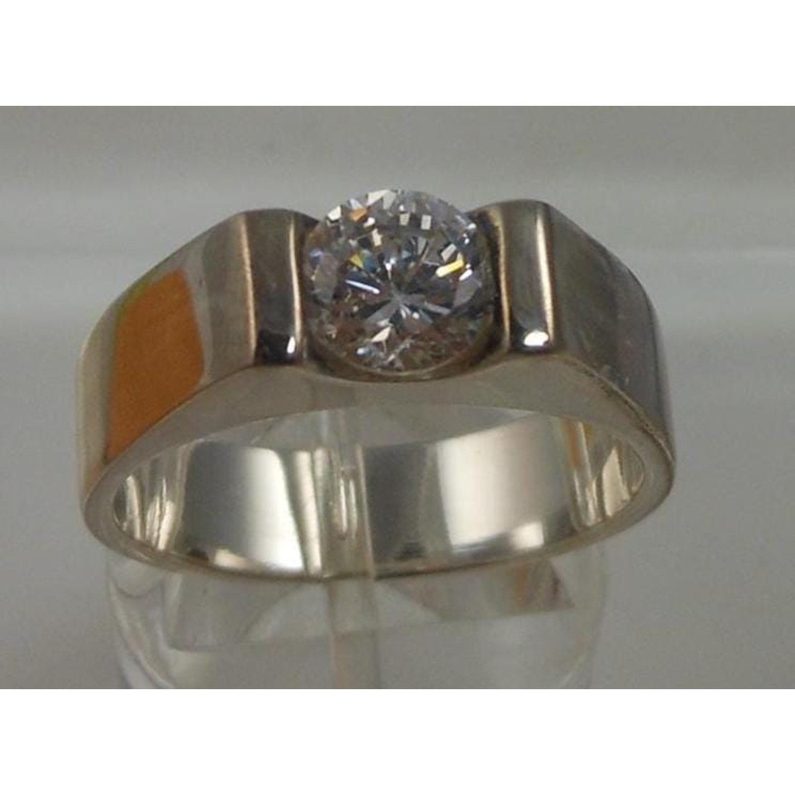 Designer BOCCO Vintage Sterling Silver Engagement Solitaire Sim Diamond Ring 8