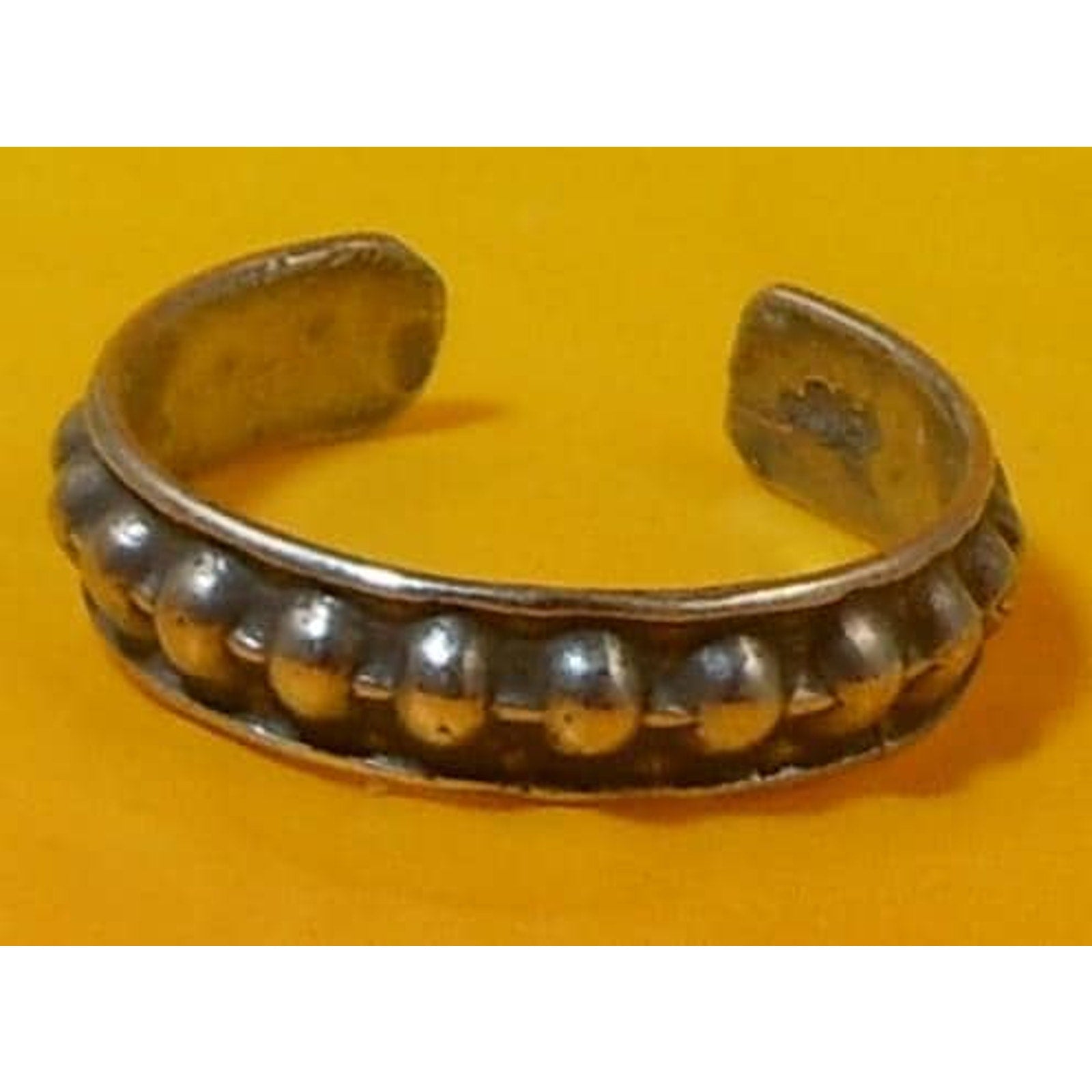 Vintage Sterling Silver Adjustable Ribbed Ball Toe Ring Sexy Beach Foot Jewelry