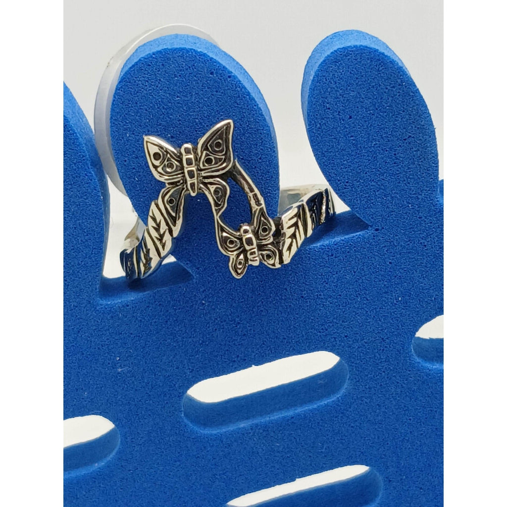 1990s Vintage Sterling Silver Butterfly Flower Toe Ring Handcrafted Darling Fun - HoneyThomas.com