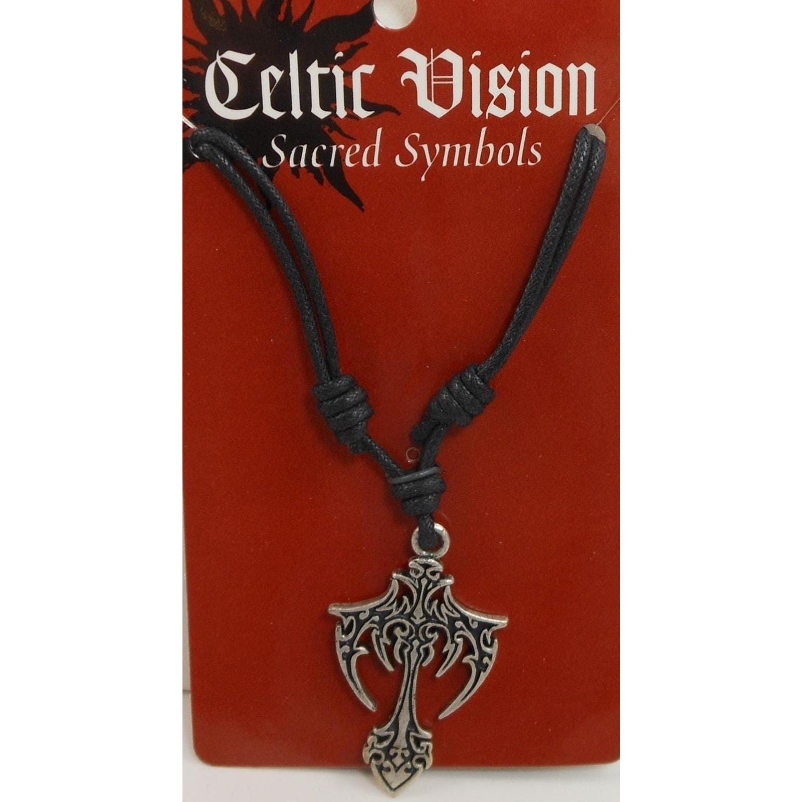 Vintage Celtic Cross Pendant Necklace 24" Adjustable Sacred Symbols NOS - HoneyThomas.com