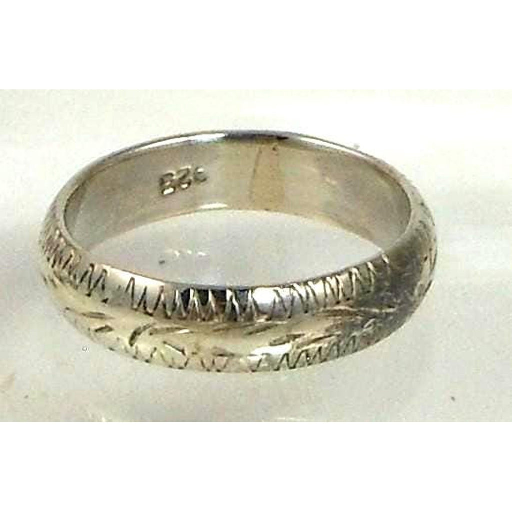 925 Sterling Silver Handcrafted Diamond-Cut Ring Size 5 Vintage Thailand 2.7g 4m - HoneyThomas.com