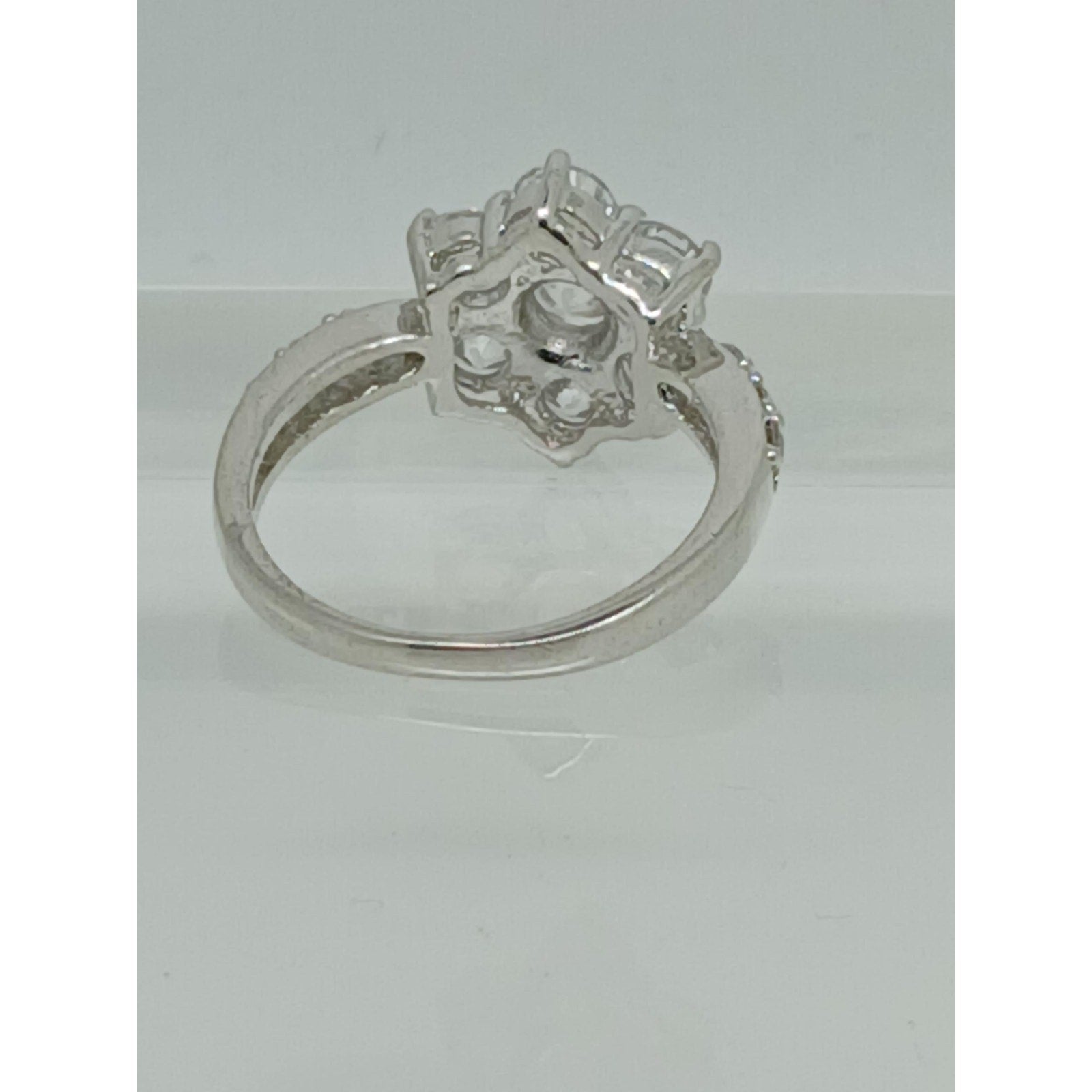 4.06CT Vintage White Gold Plated Floral Cluster Cocktail Engagement Ring Size 6 - HoneyThomas.com