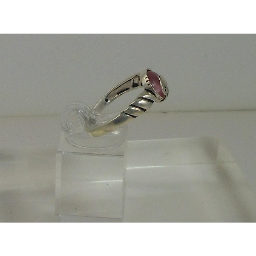 925 Sterling Silver Pink Cat's Eye Dolphin Ring NOS Size 9 Vintage Chrysoberyl