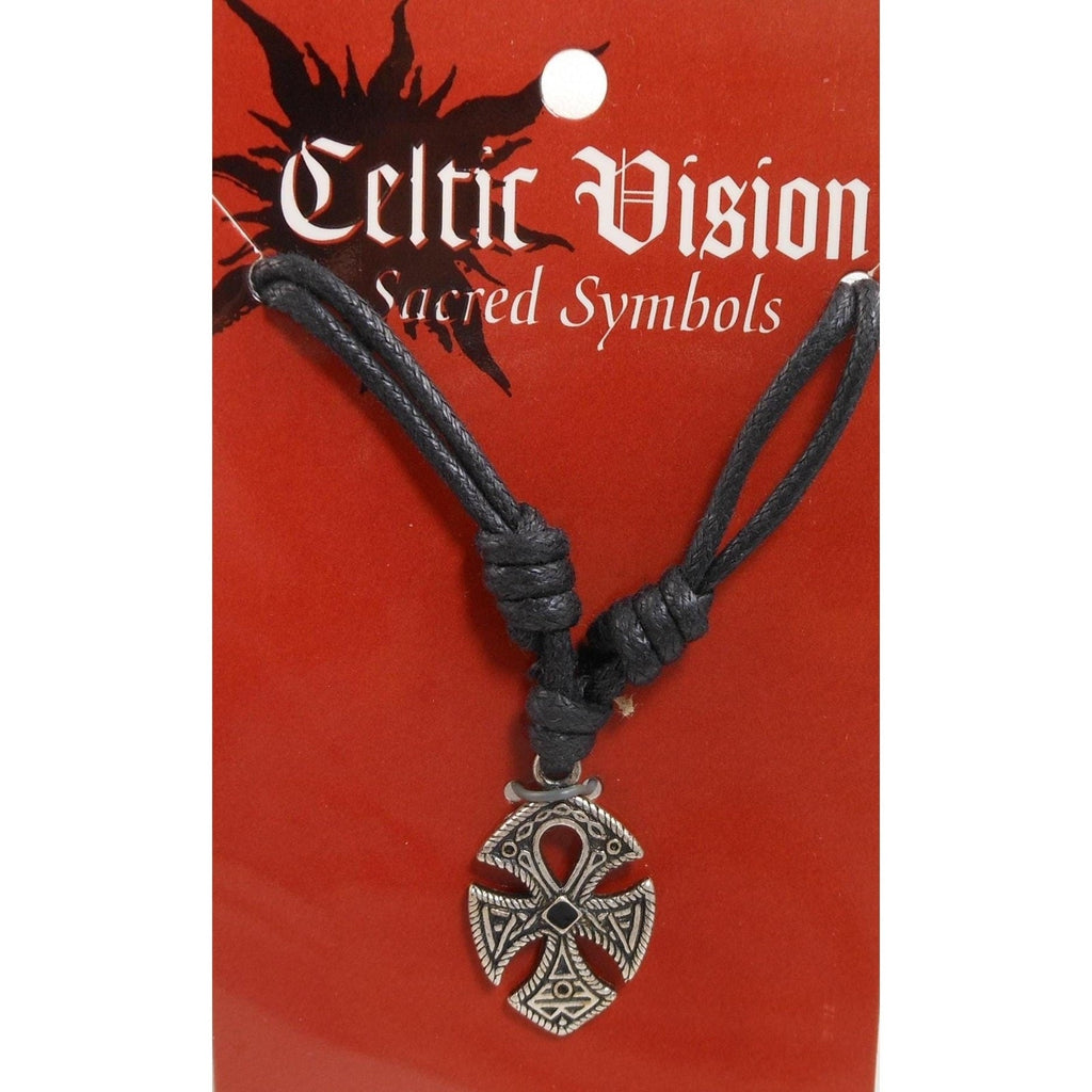 Vintage Celtic Visions Sacred Symbols Necklace Pendant Cross 24" Adjustable NOS - HoneyThomas.com