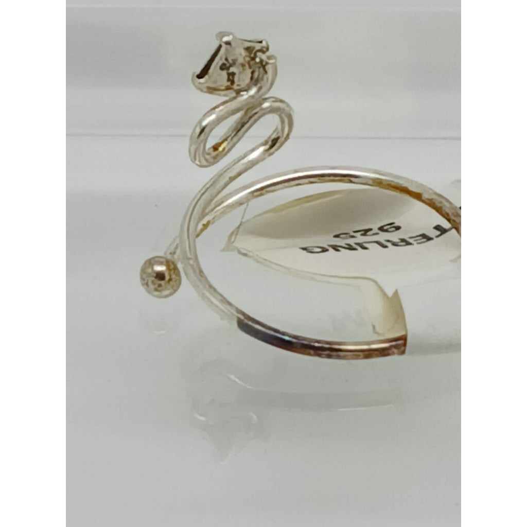 Sexy Swirly Black Crystal Rhinestone Toe Ring Adjustable Size Sterling Silver - HoneyThomas.com