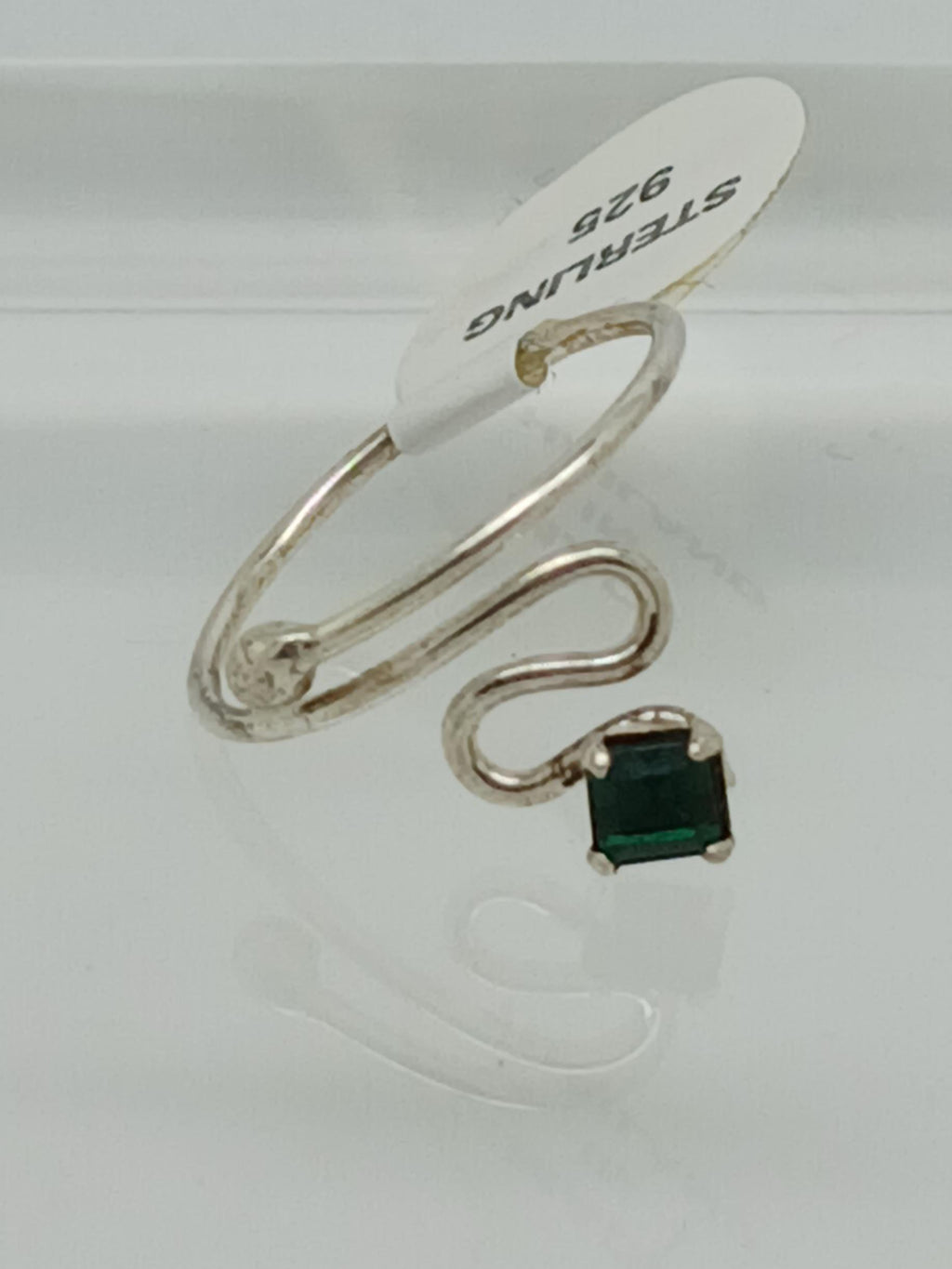 Emerald Green Crystal Rhinestone Toe Ring: .925 Sterling Silver, Adjustable