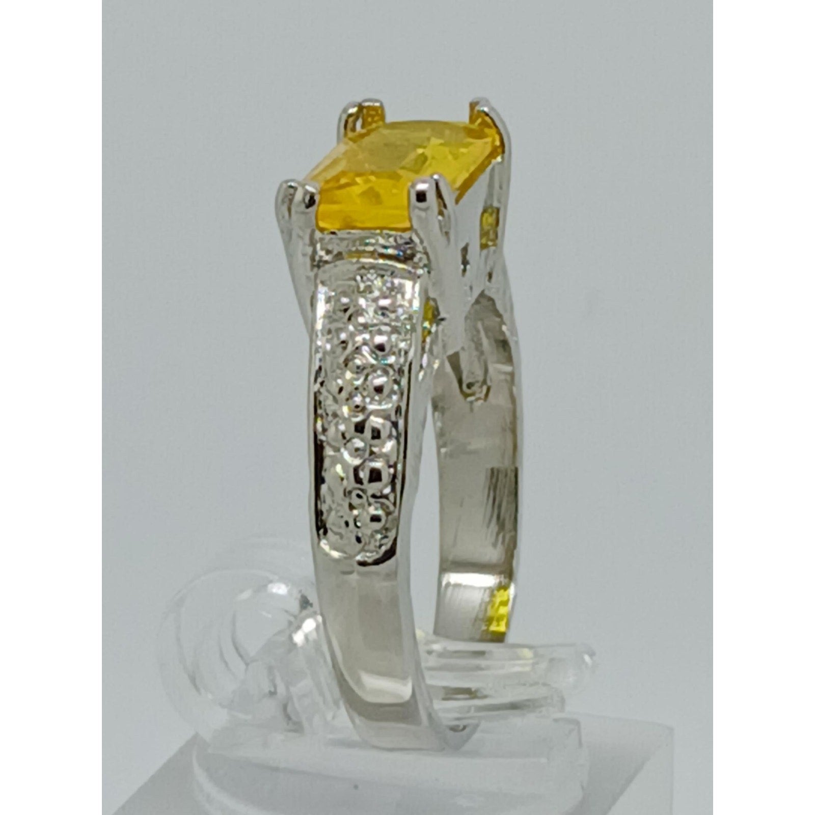 3CT Vintage Gold Plated Canary Yellow Radiant Sim Diamond CZ Engagement Ring 7 - HoneyThomas.com