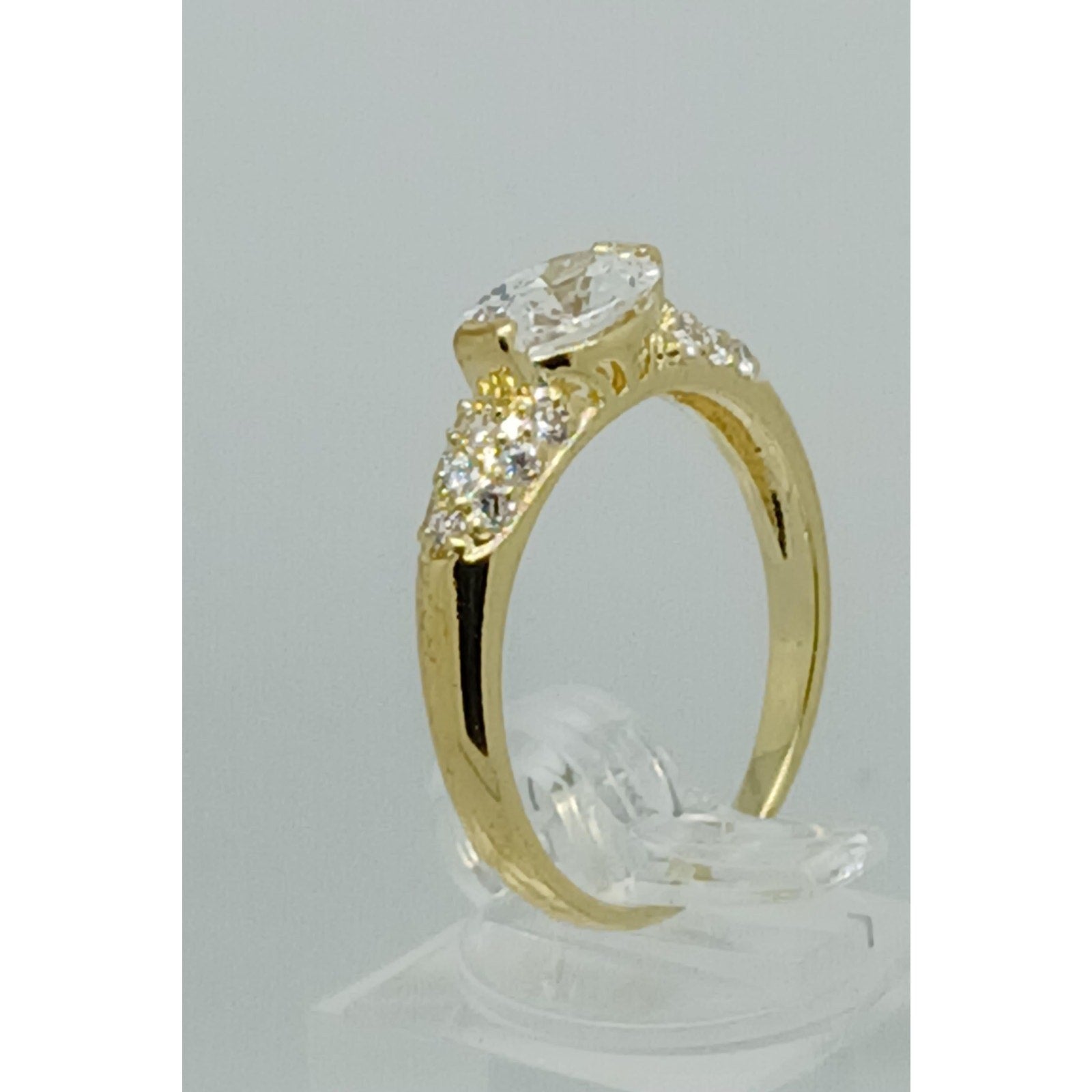 Vintage 1990's Gold Plated CZ Engagement Ring: Sim Diamond Wedding Band, Size 8 - HoneyThomas.com