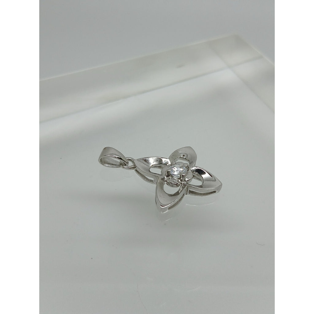 1990's Vintage Sterling Silver Simulated Diamond 4 Leaf Clover Pendant New Rare - HoneyThomas.com