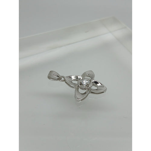1990's Vintage Sterling Silver Simulated Diamond 4 Leaf Clover Pendant New Rare - HoneyThomas.com