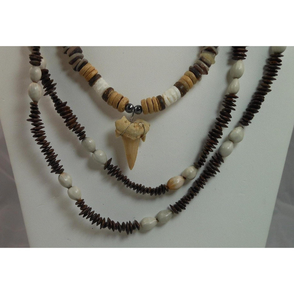 Handmade Tooth Pendant Necklace and Coco Shell Long Necklace Set - 2 Piece Set - HoneyThomas.com