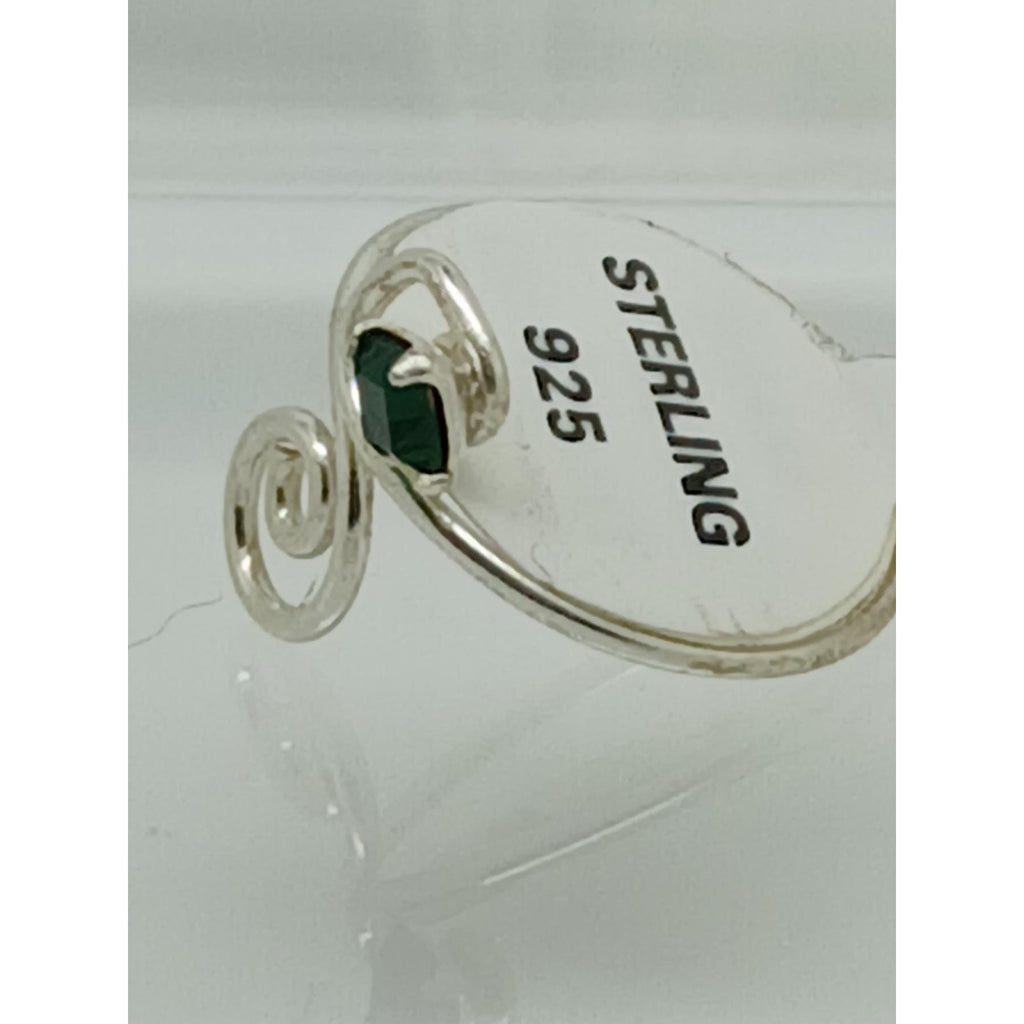 Sterling Silver Sexy Emerald Green Crystal Rhinestone Toe Ring - Adjustable Size
