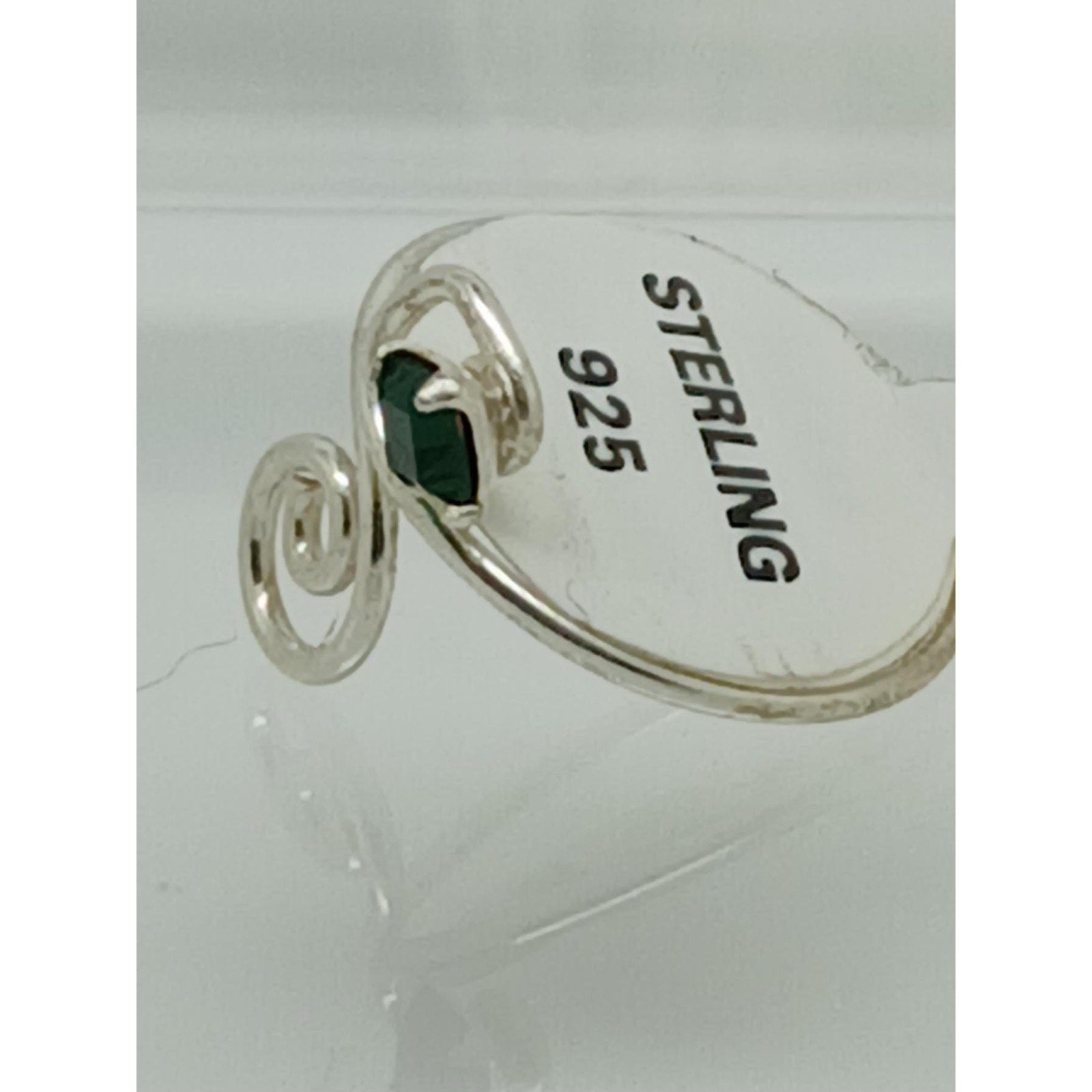 Sterling Silver Sexy Emerald Green Crystal Rhinestone Toe Ring - Adjustable Size