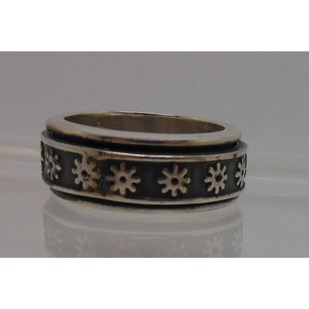1990's Sterling Silver Spinner Prayer Worry Pinky Ring Size 6 Band Handcrafted