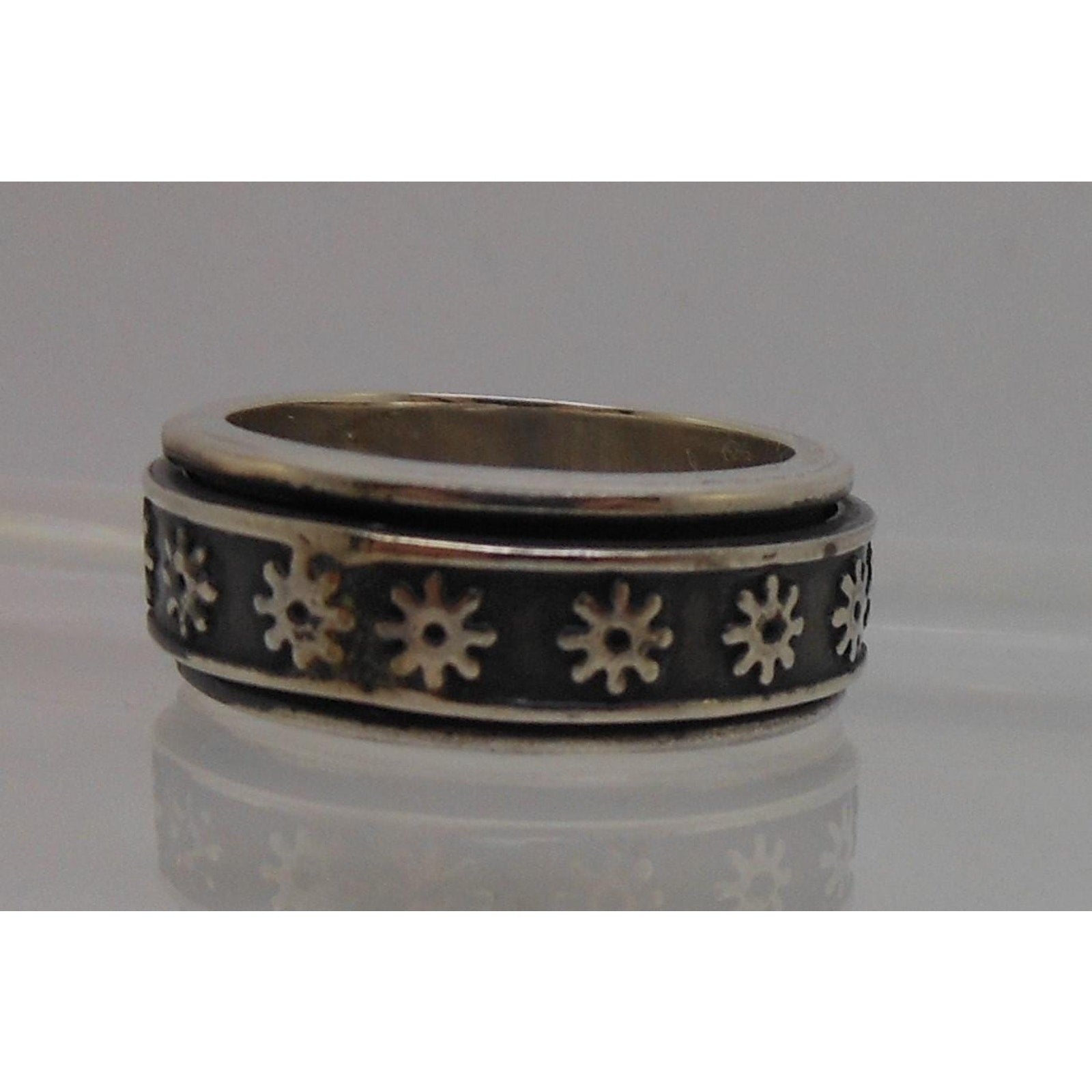 1990's Sterling Silver Spinner Prayer Worry Pinky Ring Size 6 Band Handcrafted