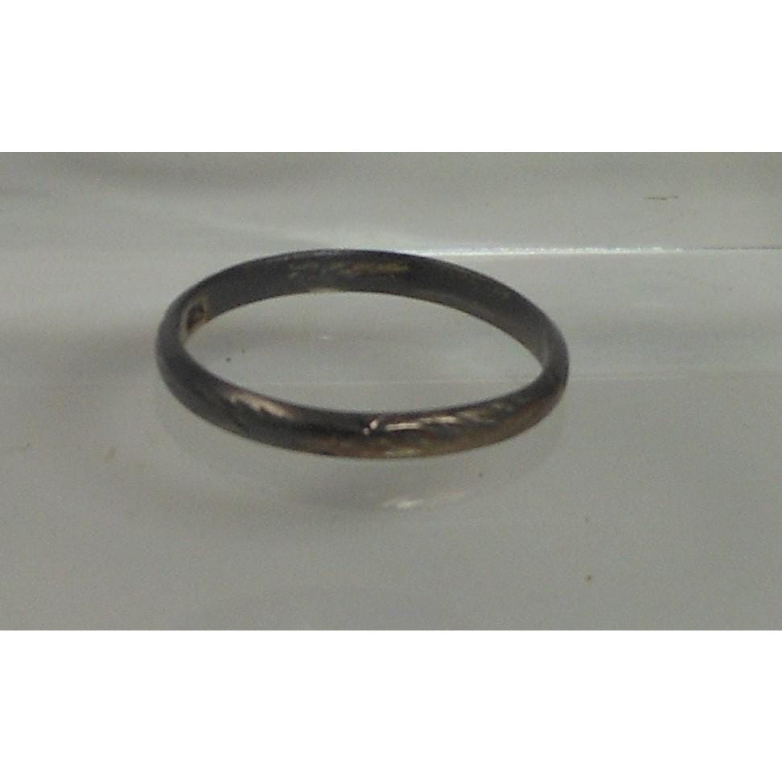 Vintage Sterling Silver Handcrafted Diamond-Cut Ring Size 11.5 with Great Patina - HoneyThomas.com