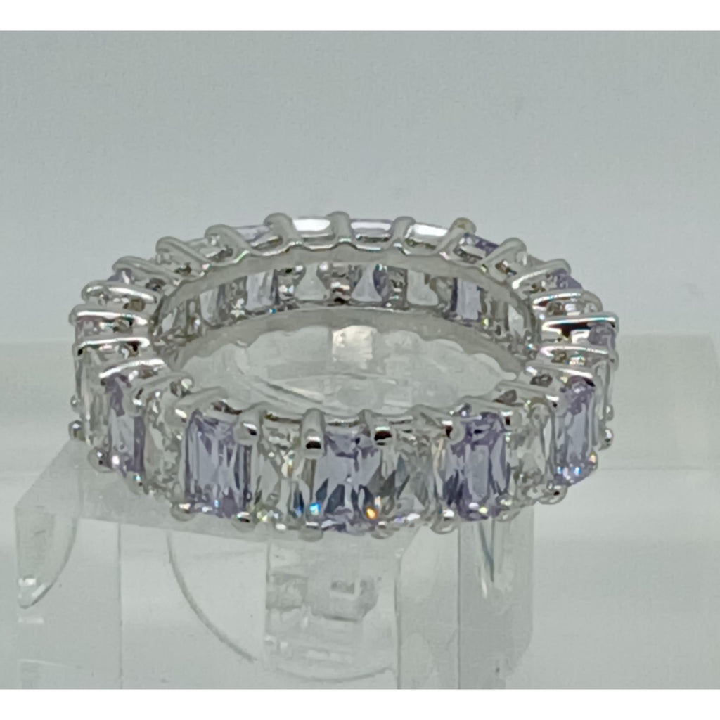 3.70CT White Gold EP Eternity Anniversary Wedding Band Ring Size 9